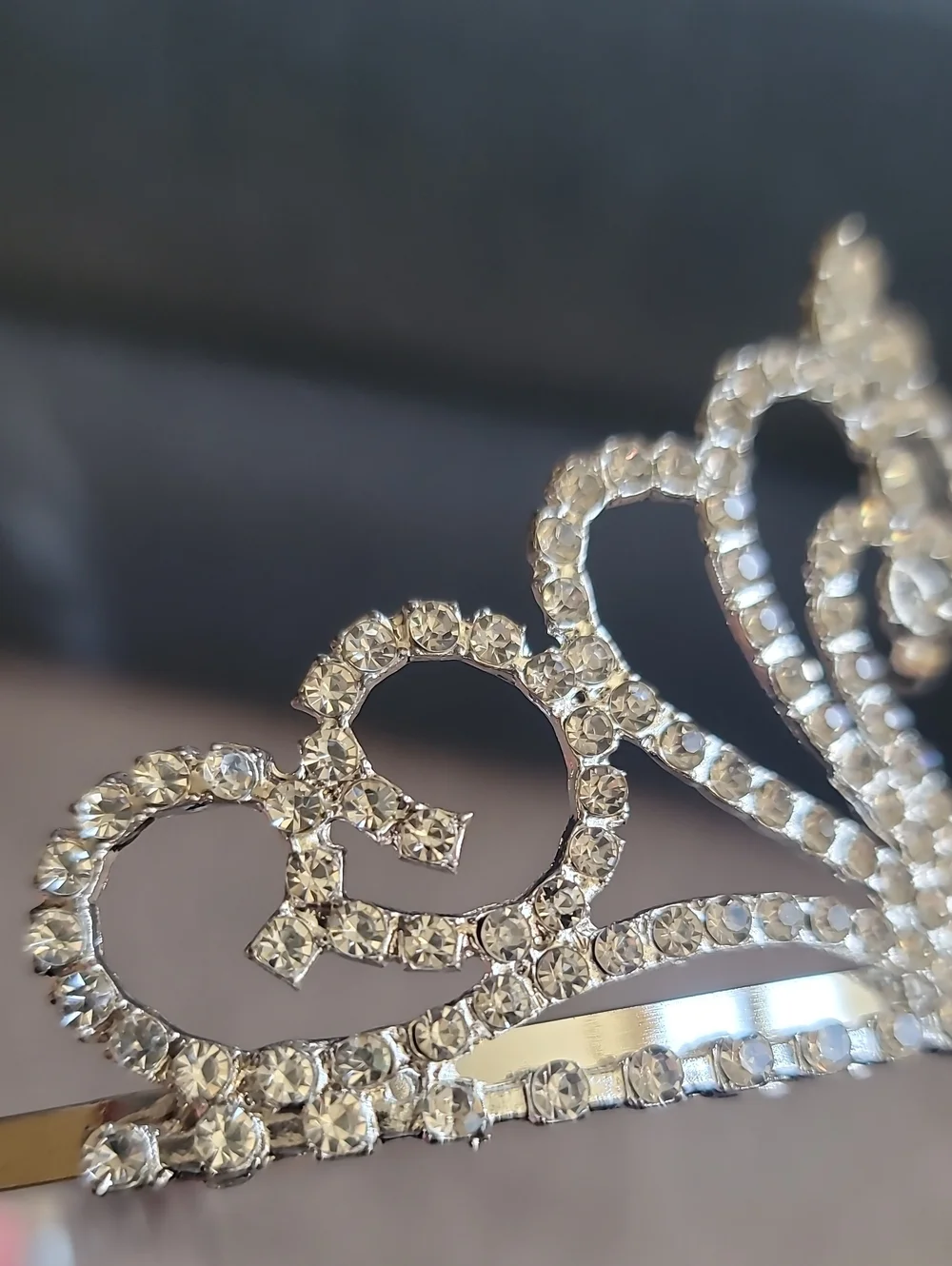 Boutique Silver Crystal Heart Tiara Headband